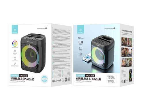 Techancy Altifalante Bluetooth Sem Fios  TH2635, 5 W/4 Polegadas, Som